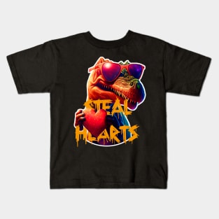 trex steal heart Kids T-Shirt